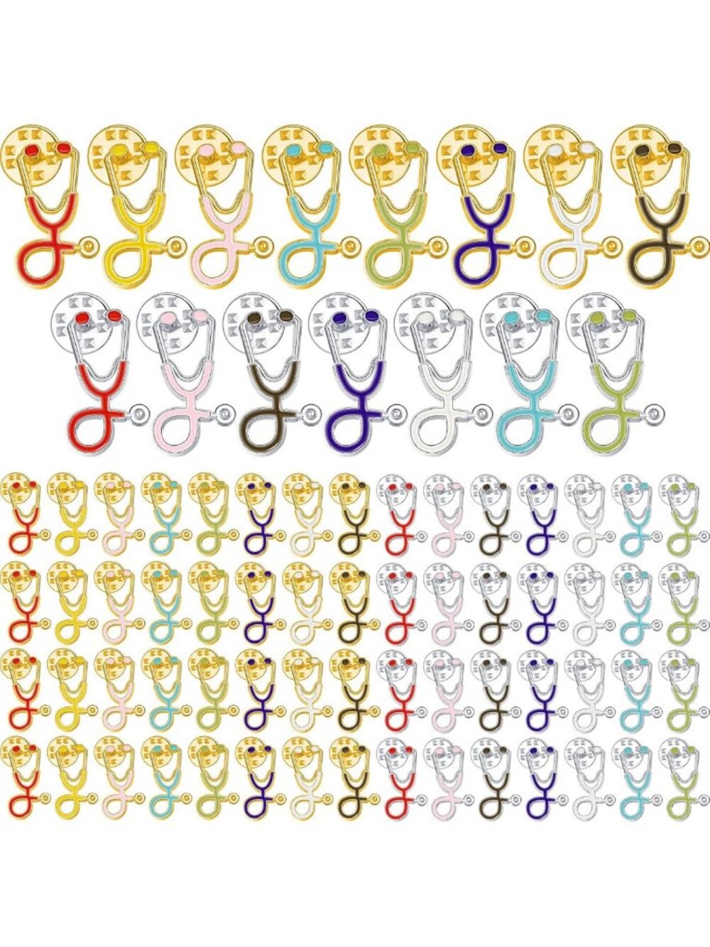 Nurse Stethoscope Brooch Pins - Bulk Set for Medical Professionals & Gifts